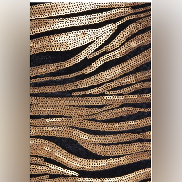 Alice + Olivia Inka Zebra Gold/Black Mini Bodycon Party Dress NWT Sz 6 - Picture 4 of 6